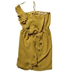 BCBGeneration One Shoulder Ruffle Dress Mustard Yellow Size Small